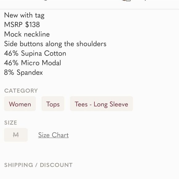 NWT Joie Lanigan Long Sleeve cotton top in Burnt Currant - Picture 4 of 15